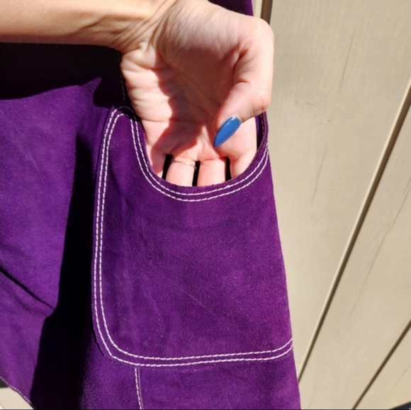 1960s Purple Suede Mini Dress (XS/S) - Picture 4 of 4